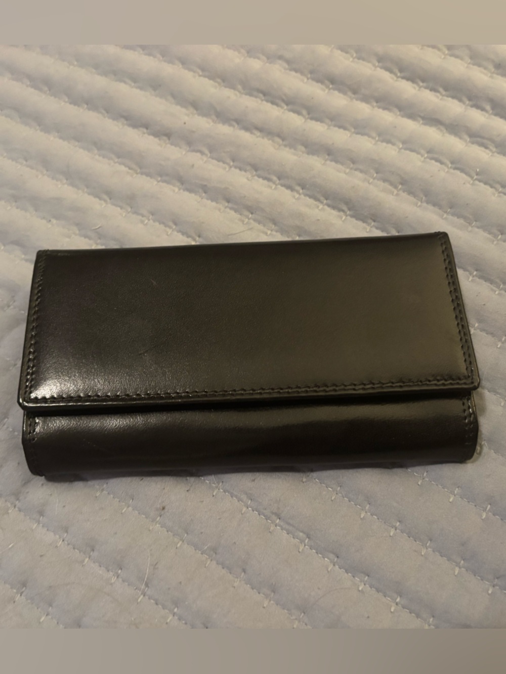 I PONTI Firenze Classic Black Leather Wallet Many Card Slots Zip Pocket 7” x 4”